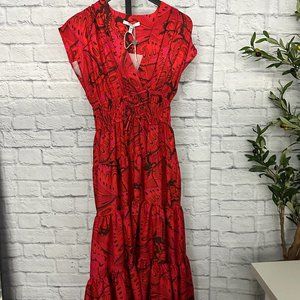 DEREK LAM 10 CROSBY Tiered printed satin-crepe midi dress